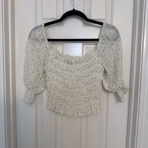 UO Smocked Floral Blouse